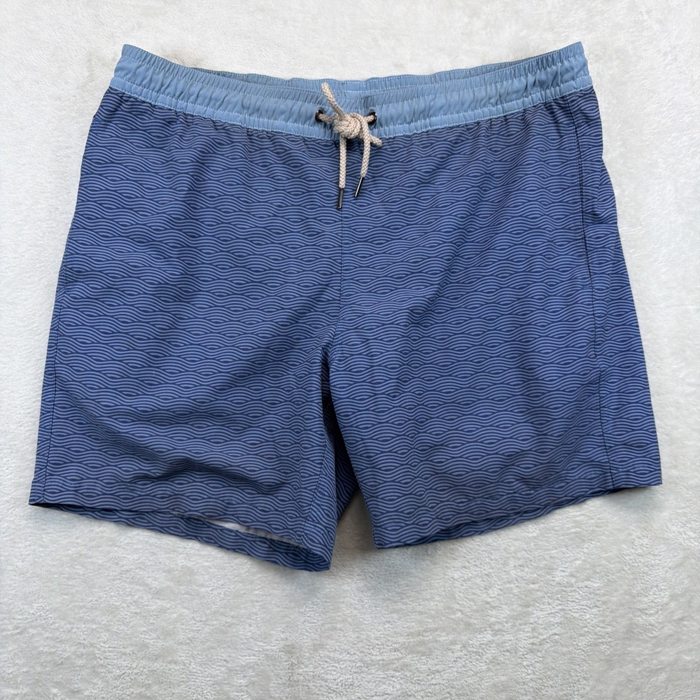 Fair Harbor Swim Trunks Men's XL Blue Wave Print Lined Elastic Waist Beach